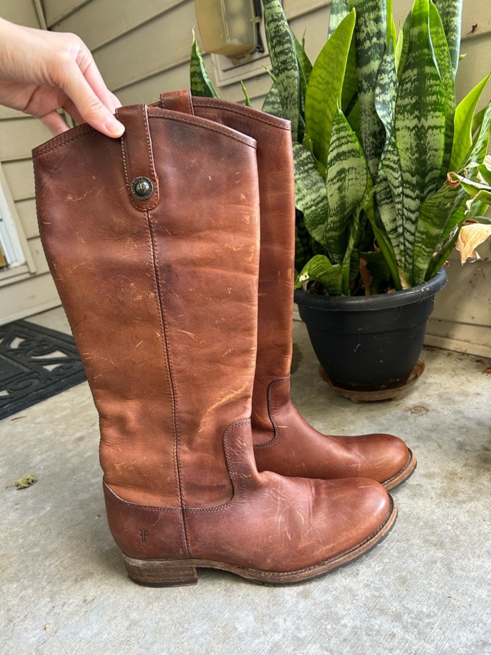 Frye Melissa Button Lug Leather Tall Knee Boots 8